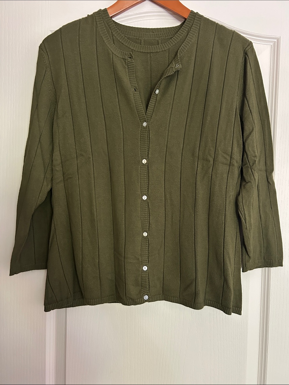Merona Olive Green Ribbed Button-Front Women's Sweater Twin Set